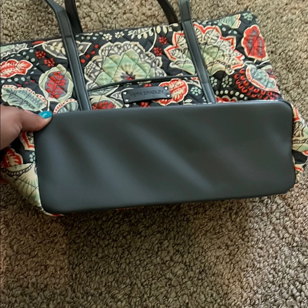 Vera Bradley Greyish Blue Tote with Multicolor Floral Design NWT - Picture 5 of 5